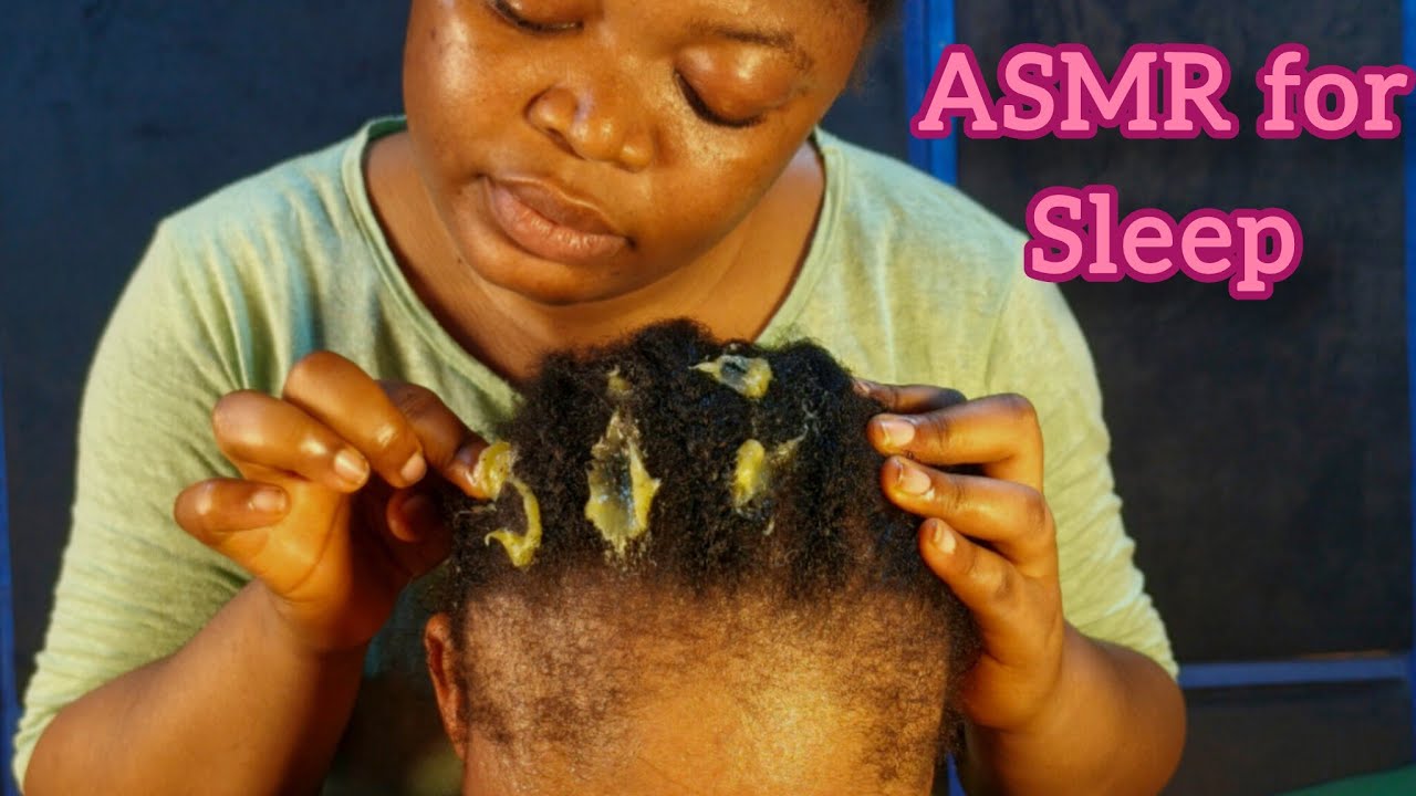 ASMR✨scalp oiling, head massage & scratching tingles for peaceful sleeping with mouth sound. #asmr
