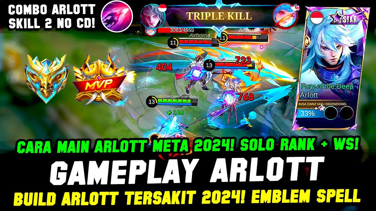 COMBO ARLOTT SKILL 2 NO CD + BUILD ARLOTT TERSAKIT 2024❗CARA MAIN ARLOTT EXP❗GAMEPLAY ARLOTT GLOBAL