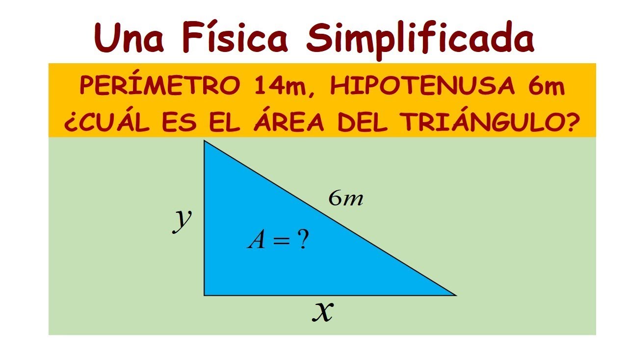 ¿CUÁL ES EL ÁREA  DEL TRIÁNGULO SI SE CONOCE LA HIPOTENUSA Y SU PERÍMETRO?