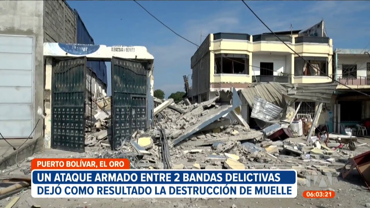 Ataque armado entre 2 bandas delictivas deja un muelle destruido en Puerto Bolívar, El Oro