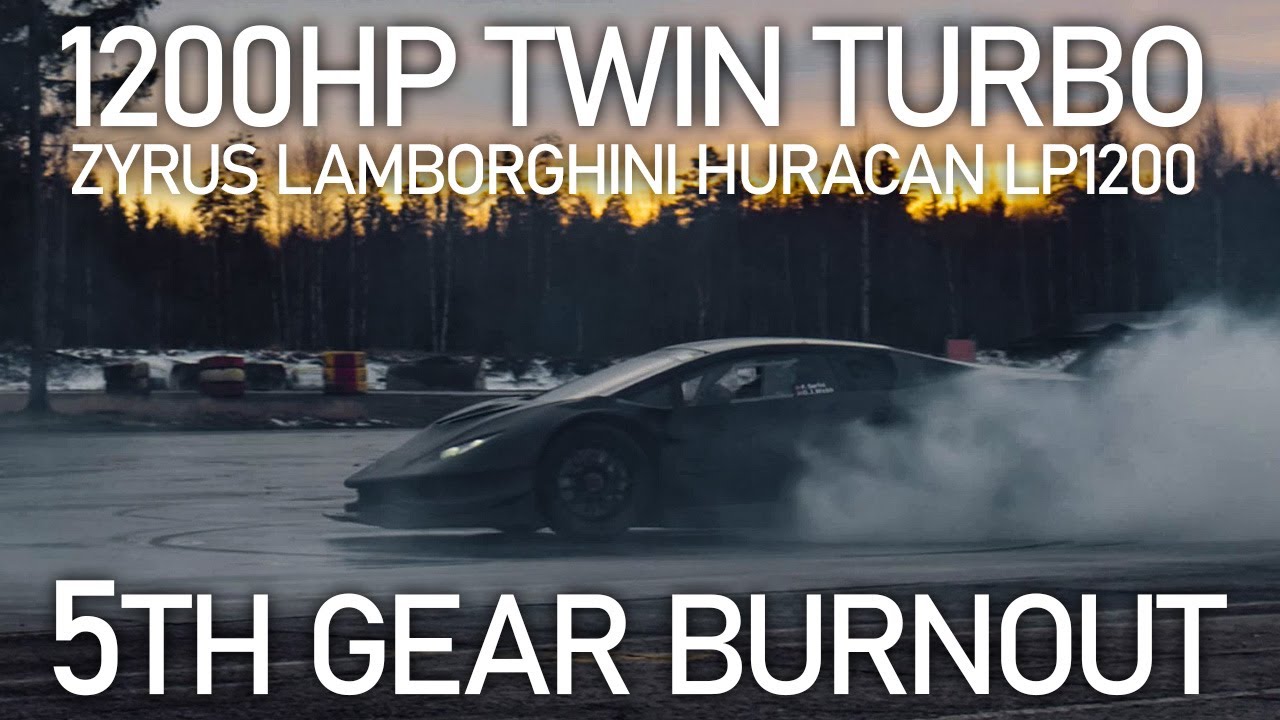 Fifth gear donuts in a 1200bhp twin turbo Lamborghini Huracan! The Zyrus LP1200 killing tyres!