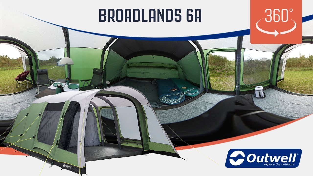 Outwell Broadlands 6A Air Tent - 360 video (2019)