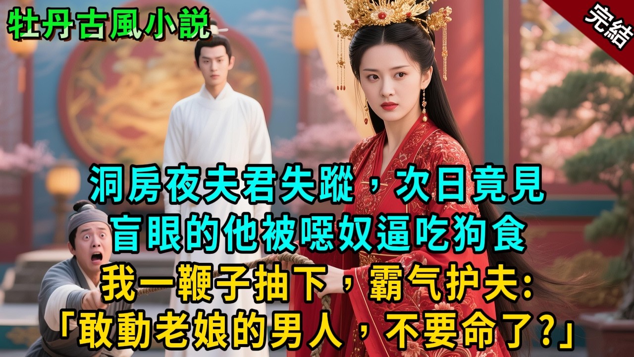 完結甜寵爽文：洞房夜夫君失蹤，次日竟見瞎眼的他被噁奴逼吃狗食？我一鞭惡奴嘴：敢動老娘的男人，不要命了？#小説 #原創 #古風 #古言 #大女主 #爽文 #甜寵 #反轉 #逆襲 #打臉 #有聲書 #聽書
