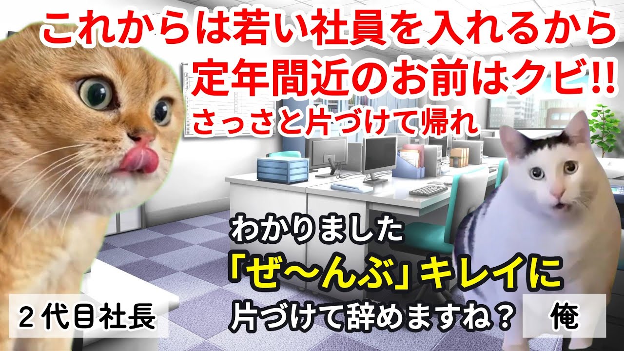 【スカッと猫ミーム】35年間誠実に勤めた俺の退職金が474円だった話 #猫マニ #猫ミーム