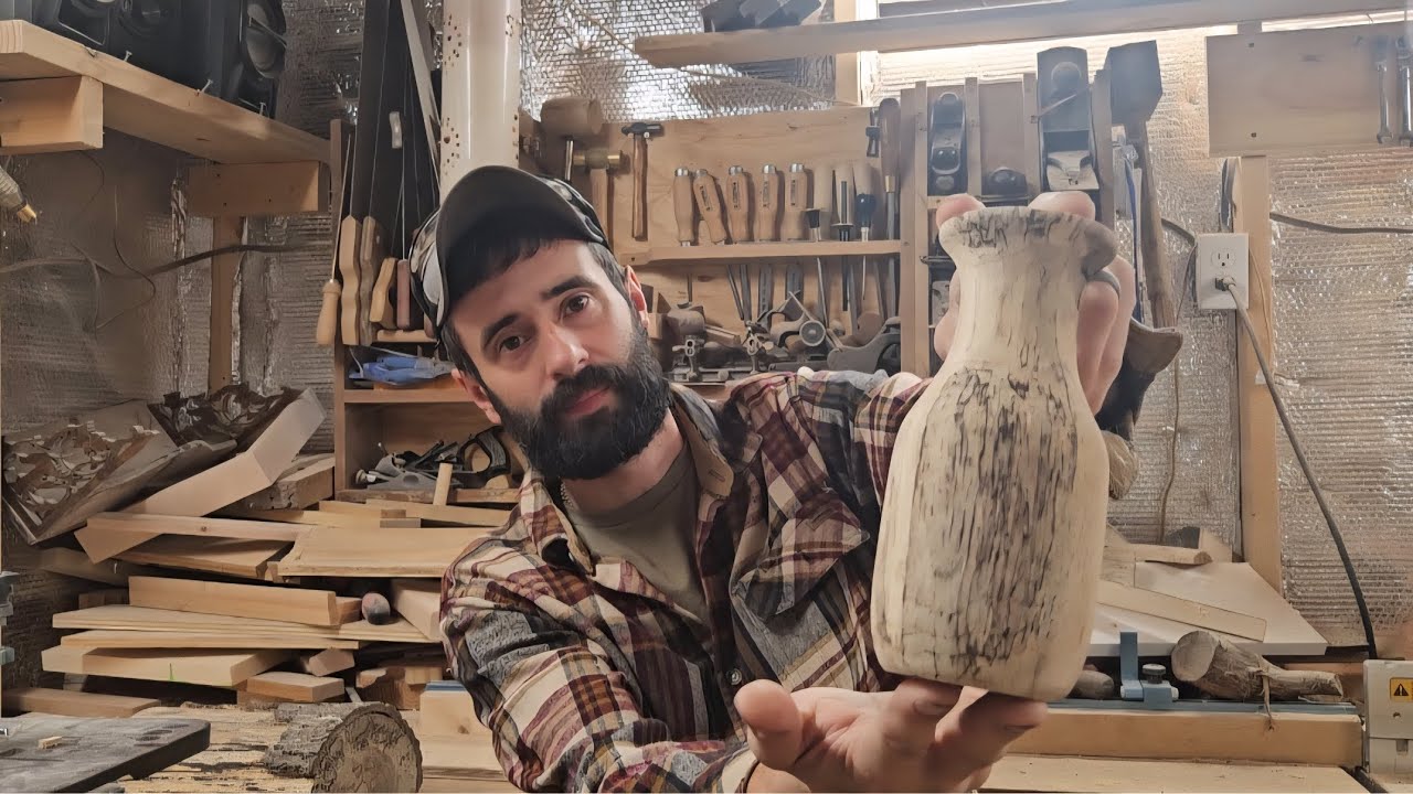 Woodturning a vase | tree fell from a storm | 20-minute weekend project | #woodworking 