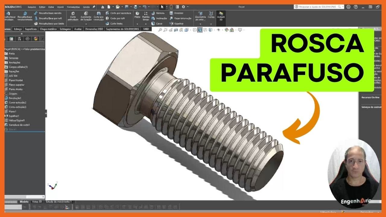 MODELAGEM ROSCA DE PARAFUSO NO SOLIDWORKS