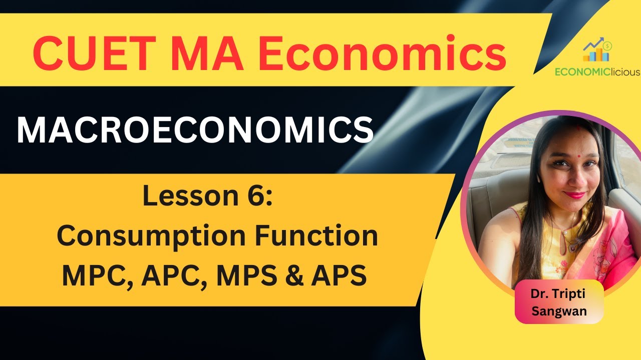 CUET MA Economics| Macroeconomics | Lesson 6 | Consumption Function | MPC | APC | MPS | APS