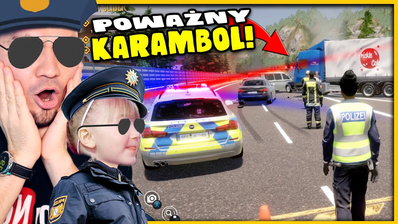 POWAŻNY KARAMBOL NA AUTOSTRADZIE! 👮‍♂️👮‍♀️ SYMULATOR DROGÓWKI | AUTOBAHN 3 👮‍♀️ JUNIORSKY Z CÓRKĄ