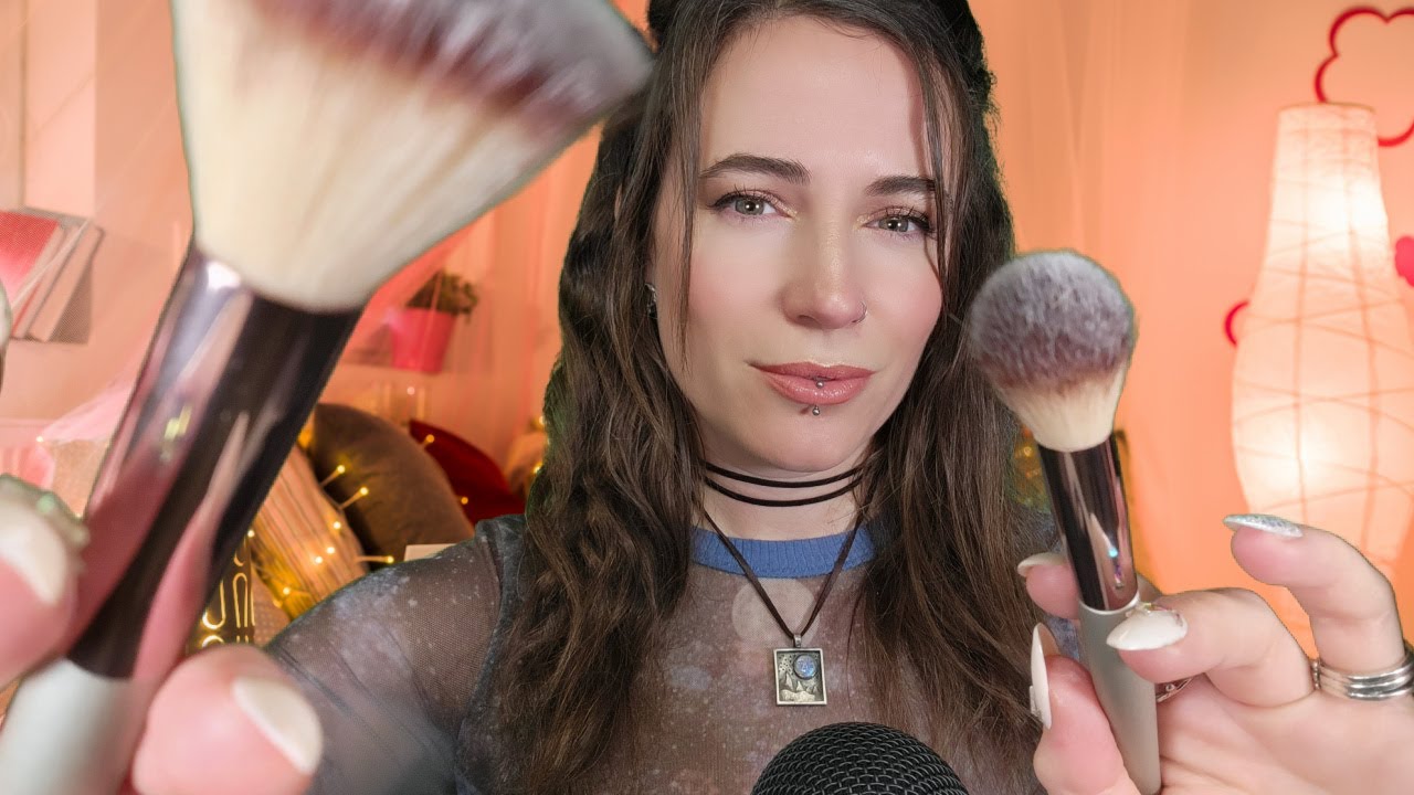 ASMR Face Brushing and Hair Play (Personal Attention, Whispered & Soft Spoken)
