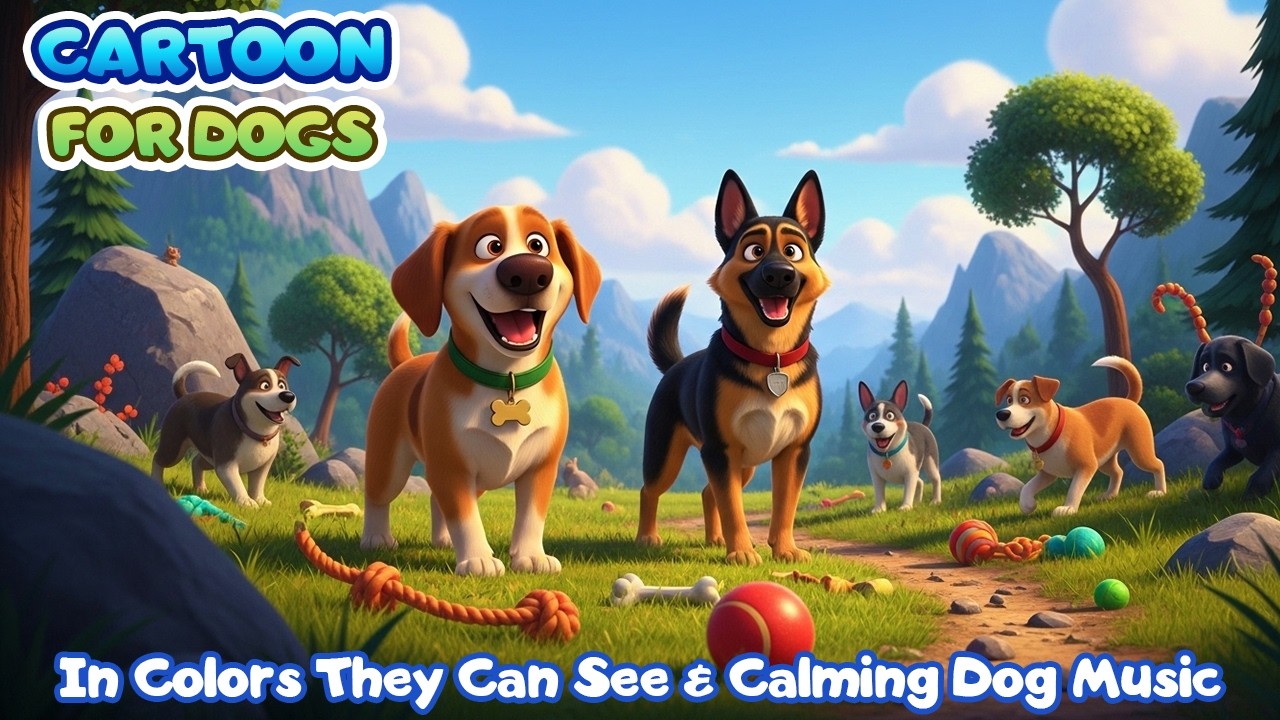 DOG CARTOON 🐶❤️ Ultimate Entertain Video for Dogs to Watch, in Colors They Can See