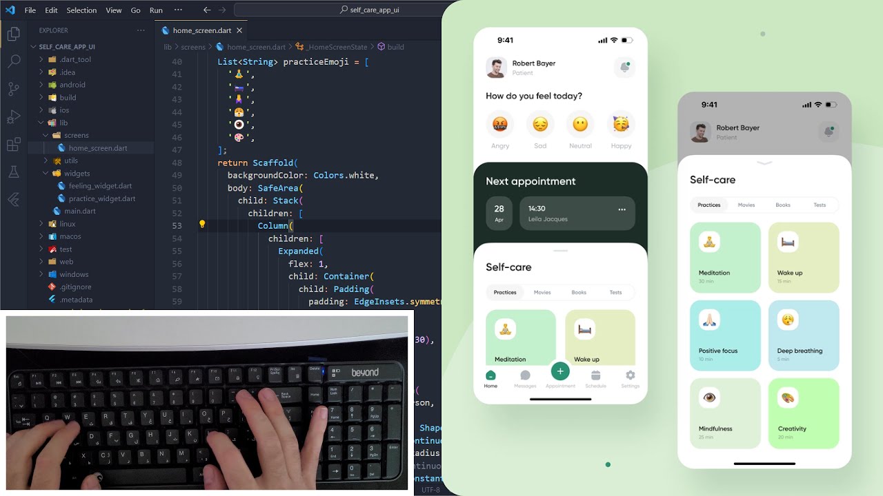 ASMR Programming - Self Care App UI (Dribbble Design) - No Talking