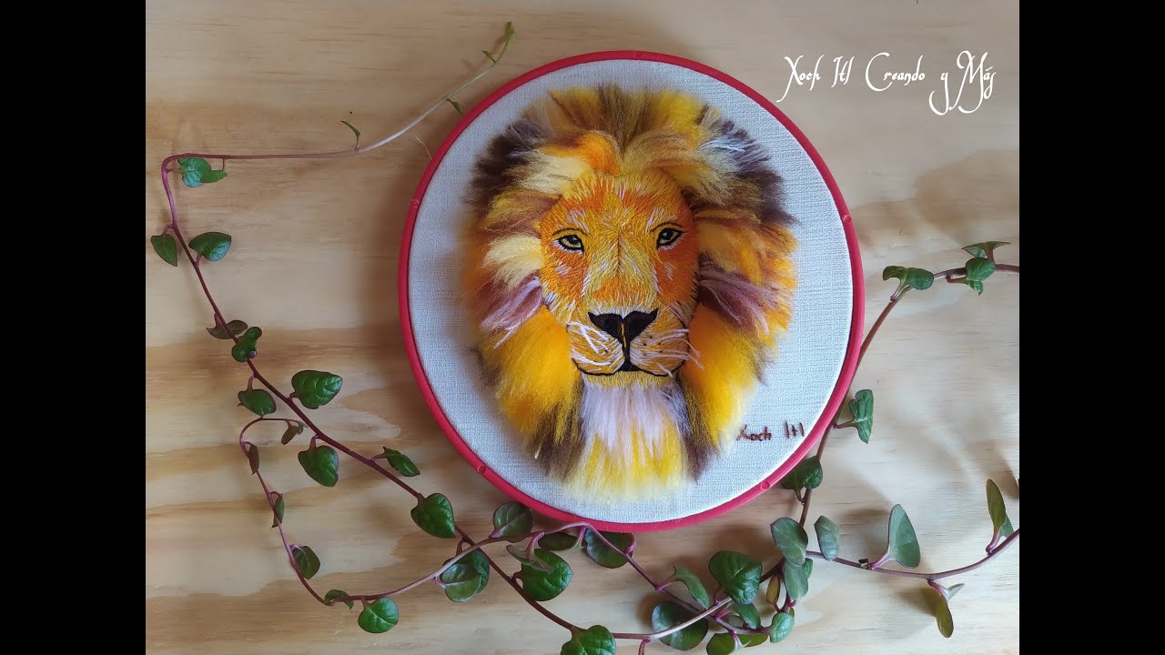 León en 2D💛/ Animales bordados / Xoch Itl Creando y Más