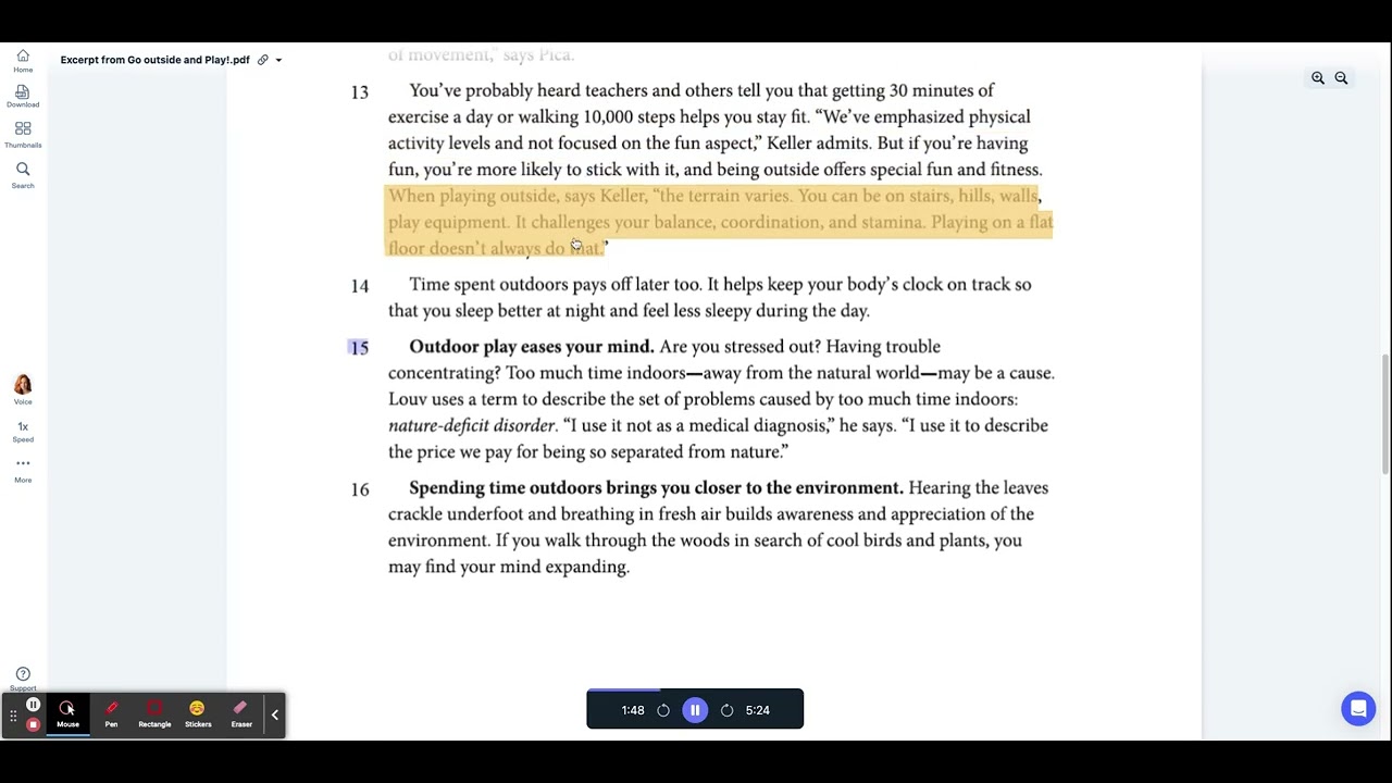 Excerpt from go outside and play Audio