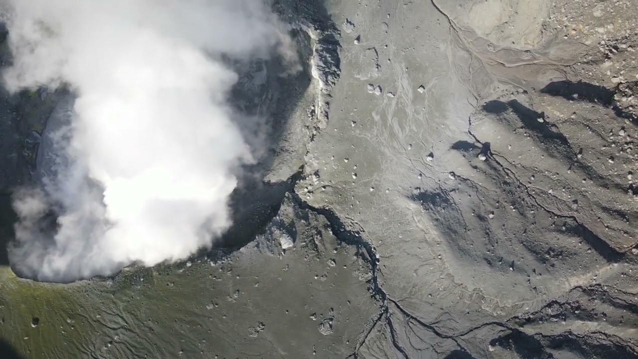 Po&aacute;s Volcano's Summit Crater and Lake - Drone Footage in Visible Light