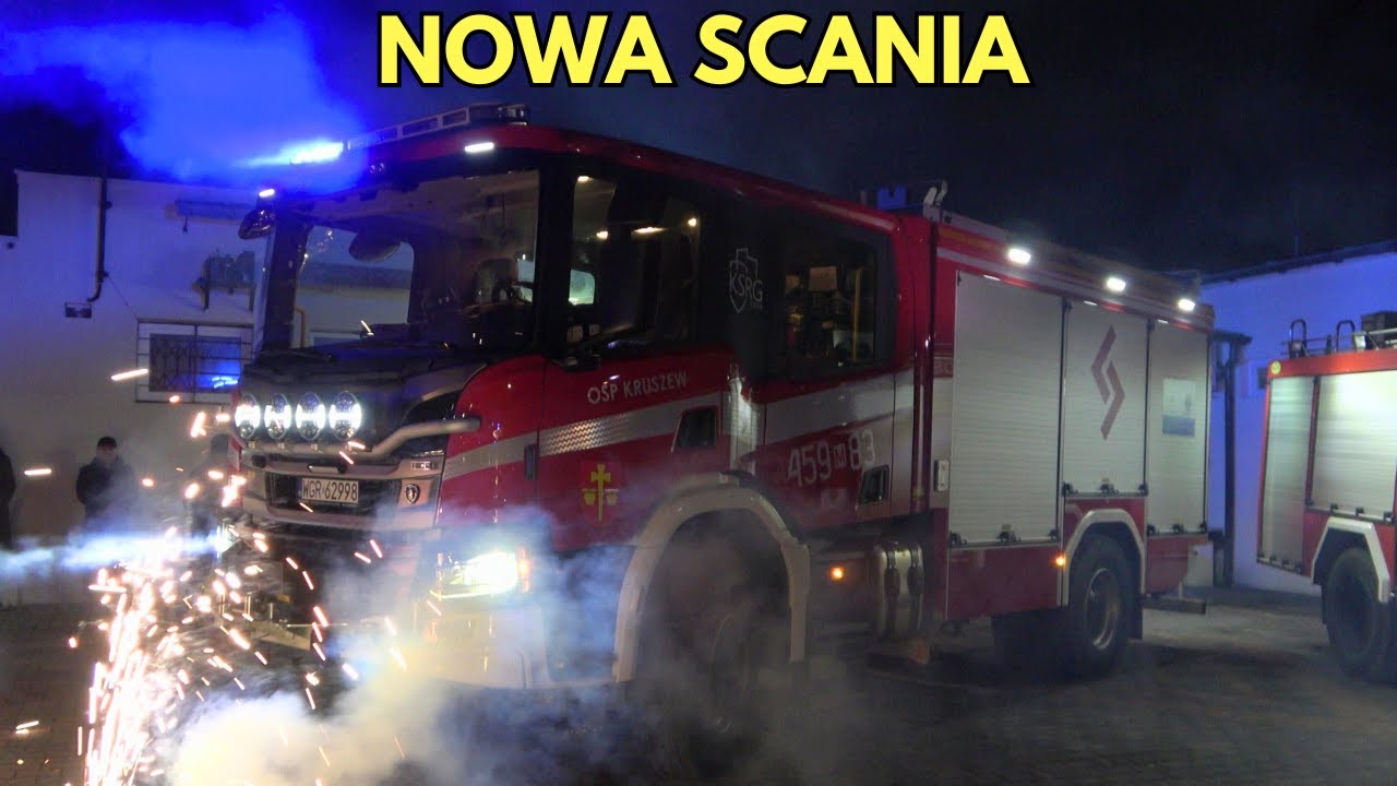 HUCZNE POWITANIE SCANII ZA 1,4 MLN ZŁ. - Nowy wóz GBA Scania P360/Szczęśniak dla OSP Kruszew