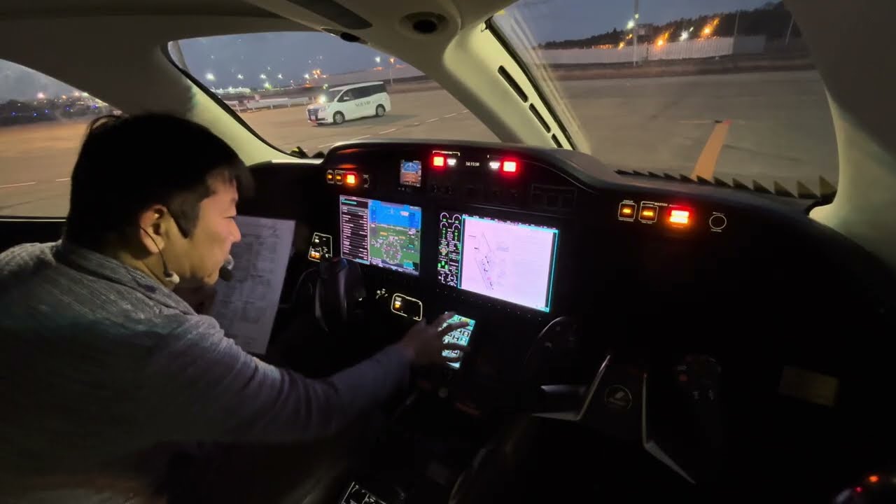 Full Flight Cockpit View | HondaJet Night Flight Narita–Sendai