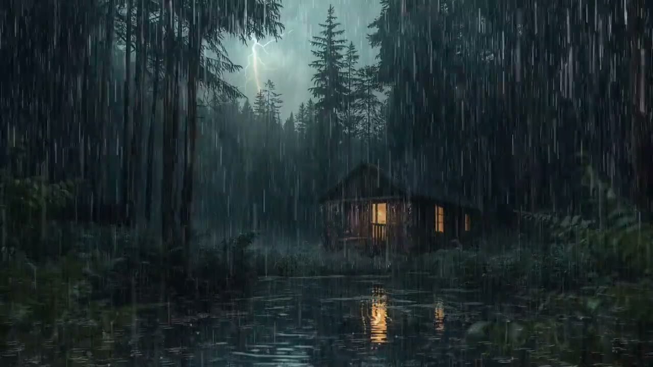 99% of YOU will Fall Asleep Fast | Strong Rain & Mighty Thunder on the Roof of Forest House at Night