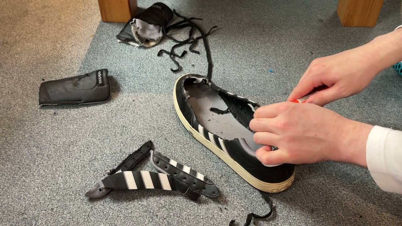 Trashing a bunch of leftover sneakers