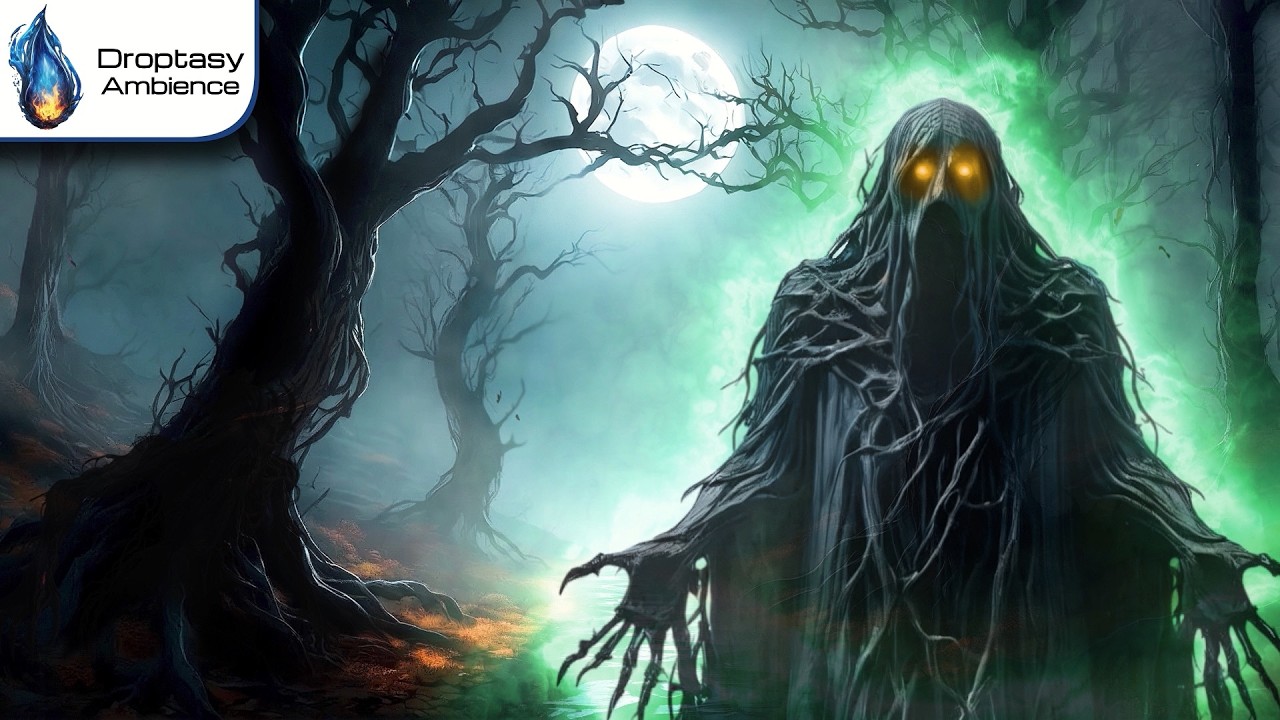 Haunted FOREST 🍁 Spooky HALLOWEEN Ambience 💀 Scary Sounds - Ghost, Snap Branches & Crickets