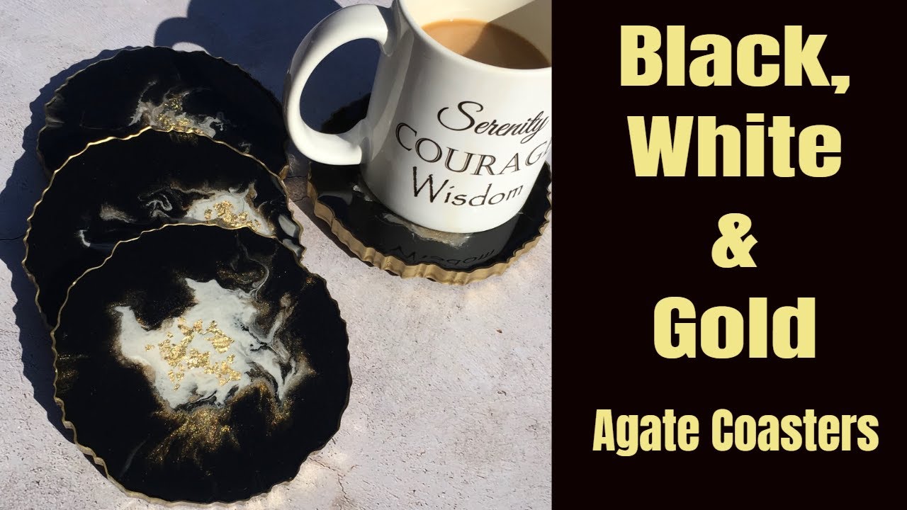Black, White and Gold Agate Coaster