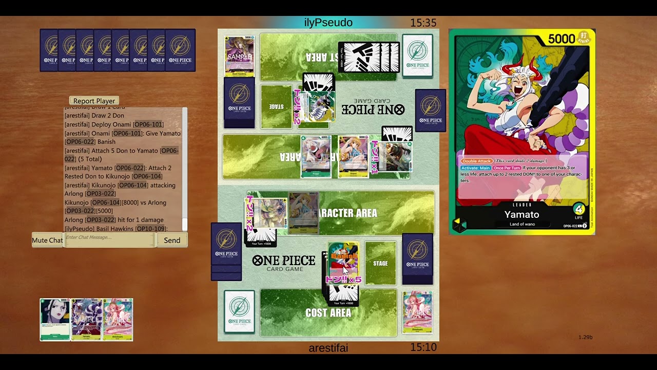 ONE PIECE TCG SIM [EPISODE 2] - YAMATO (GREEN/YELLOW) VS CROCODILE (GREEN/YELLOW)
