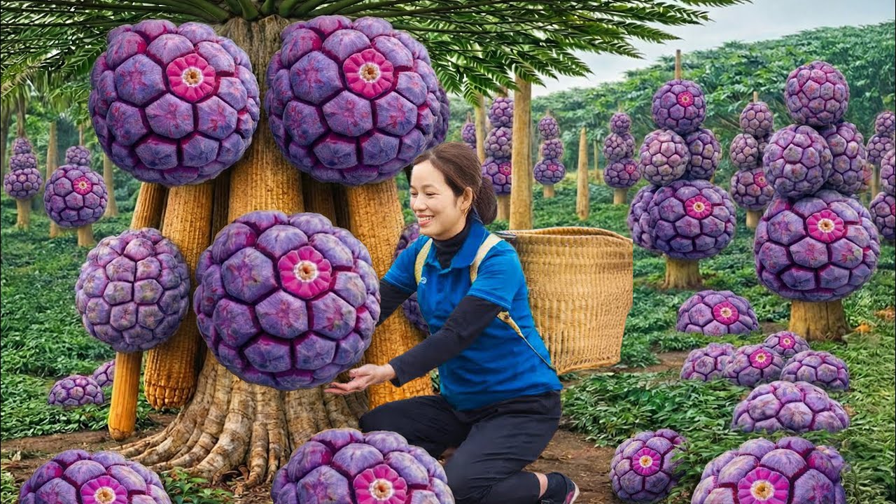 TIMELAPSE | Harvesting Rare Purple Custard Apples | Bursting with Sweet, Juicy Segments