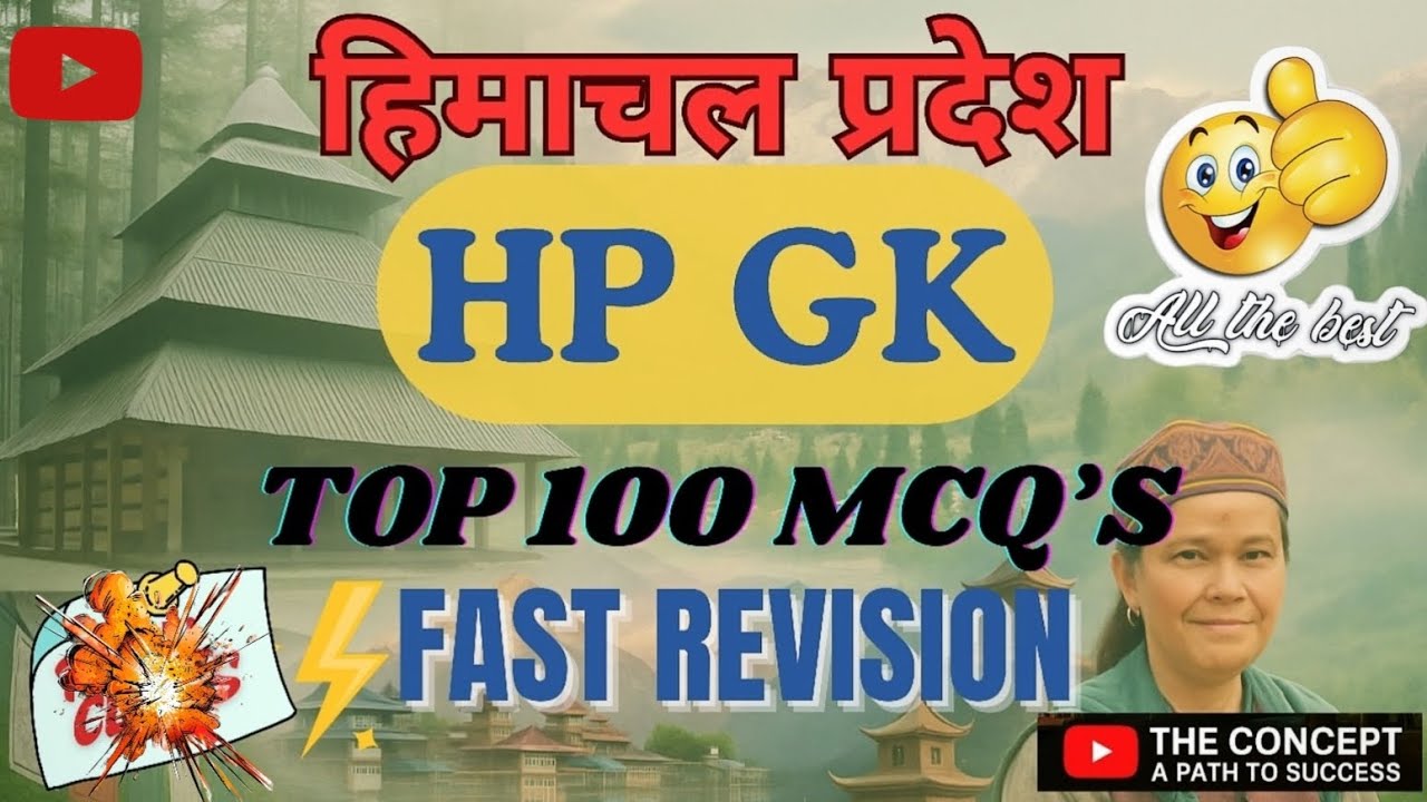Most Important MCQs of Himachal GK || Top 100 MCQs of HP Gk Fast Revision for All HP Govt Exams 2025