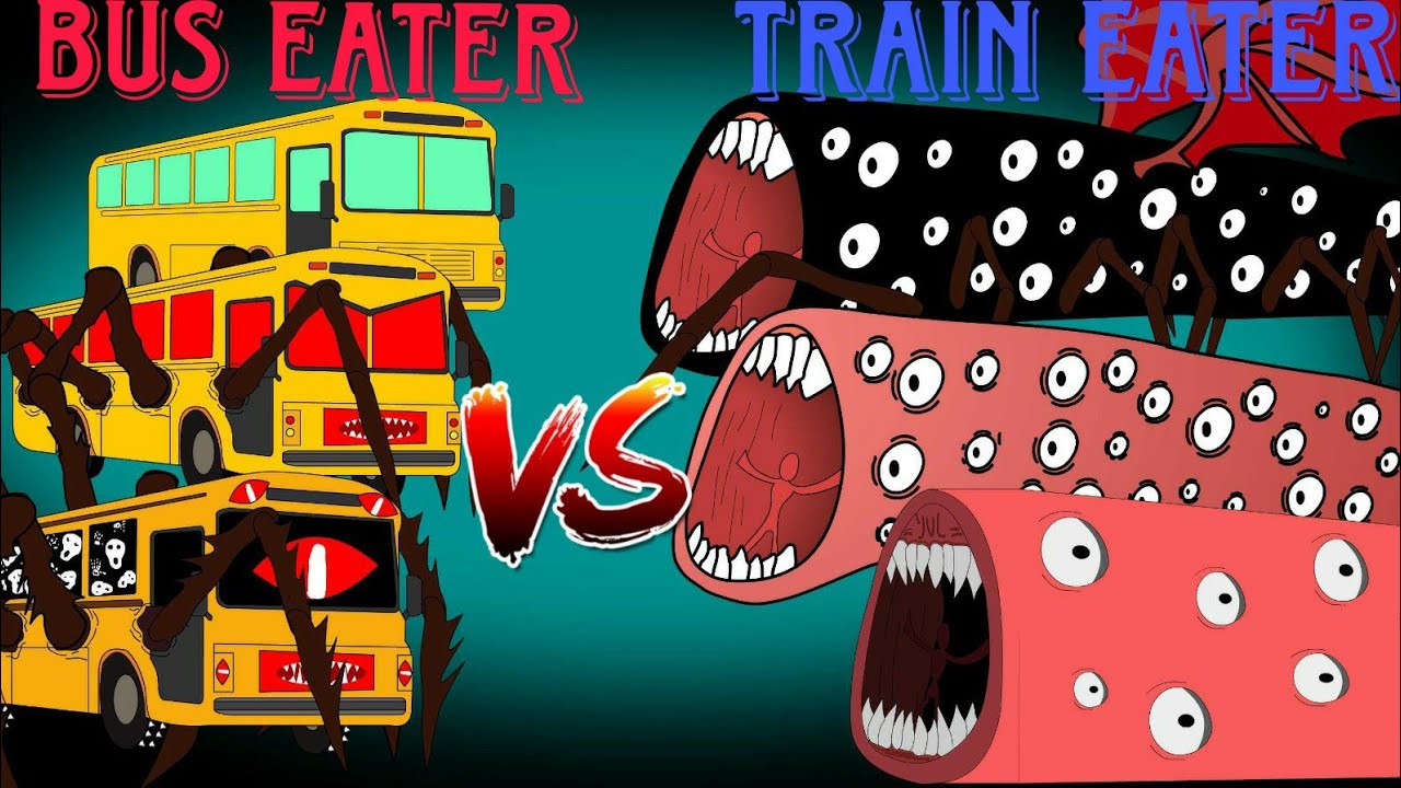 Bus eater vs train eater vs house head  all train eater all monster battle series animation