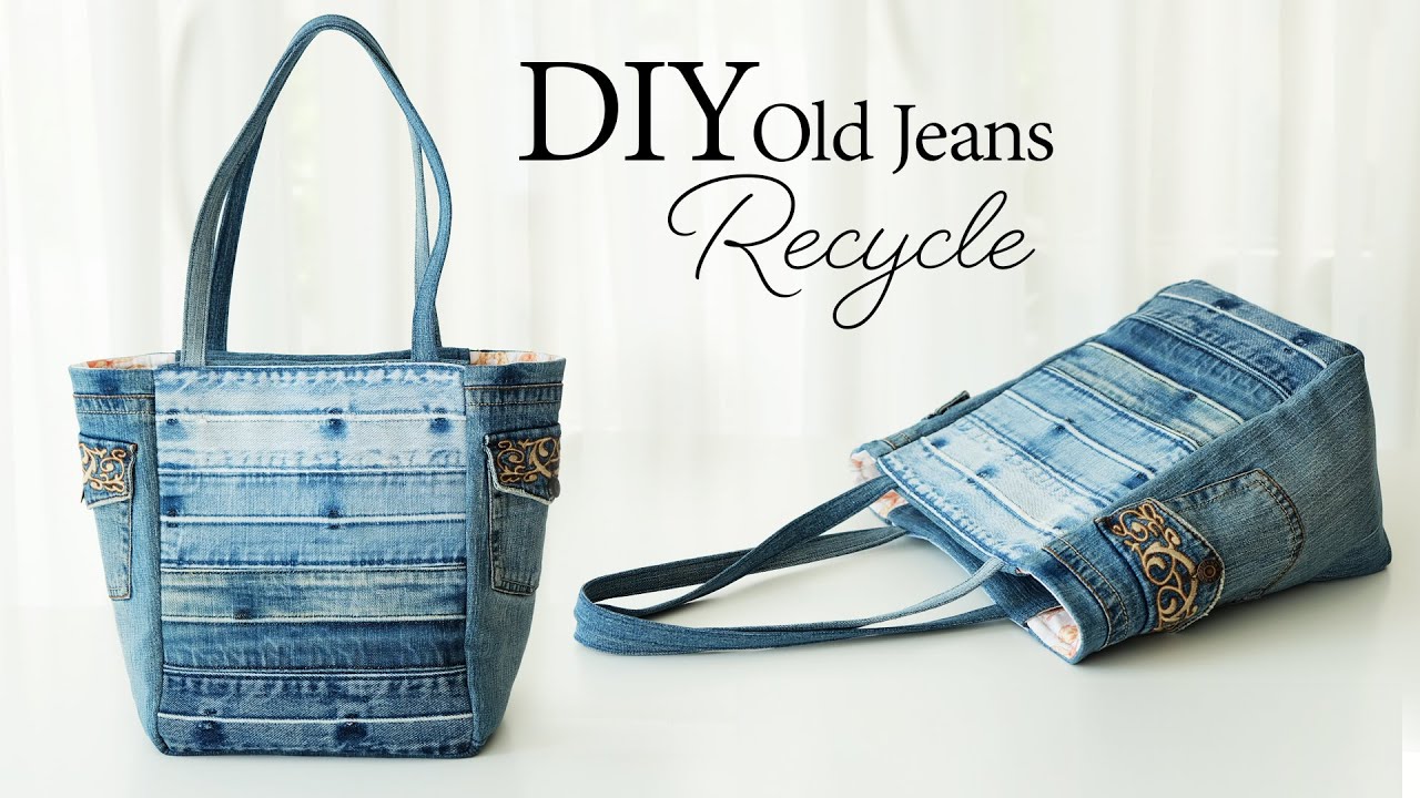DIY old jeans recycle Tote Bag | Sewing | Tutorial (266)