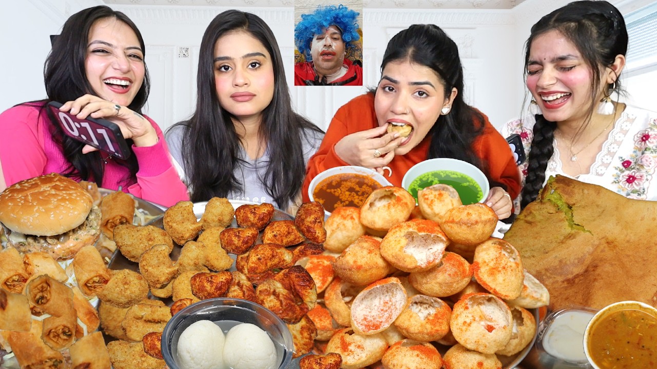 Try Not to Laugh🤣 Food Eating Challenge | Golgappa, Spicy Momos🔥, Kurkura Burger, Spring Roll, Dosa