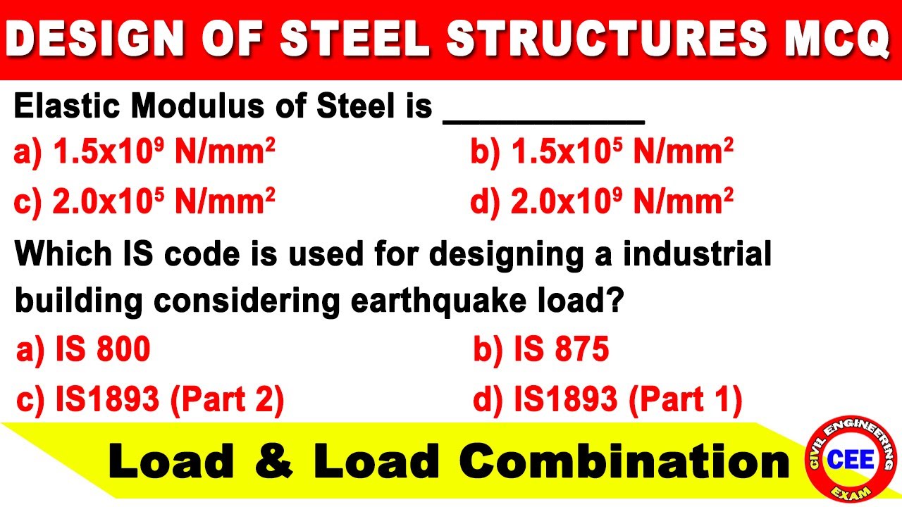 design of steel structure mcq | steel structure mcq | load & load combination mcq | steel design mcq