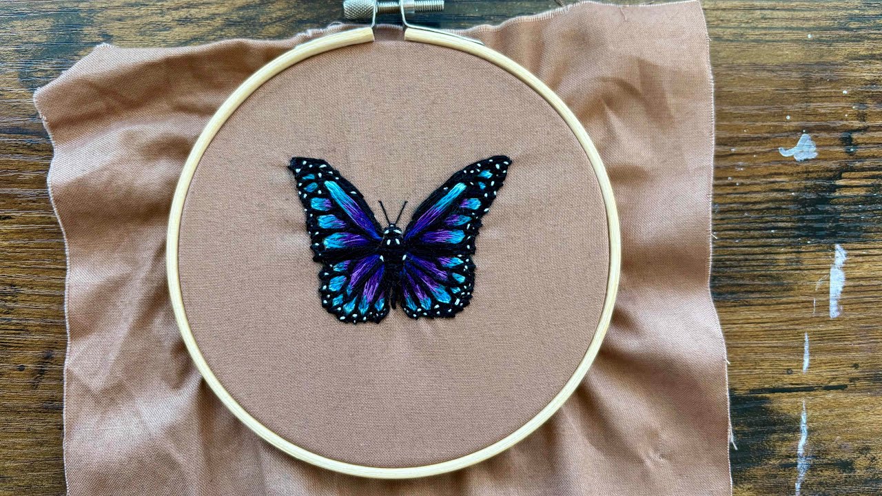 Embroidered Butterfly - Timelapse #embroidery #arttimelapse #embroiderytutorial