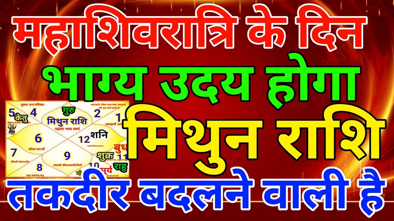 मिथुन राशि वालों महाशिवरात्रि के दिन भाग्य उदय होगा तकदीर बदलने वाली है . Mithun rashi 