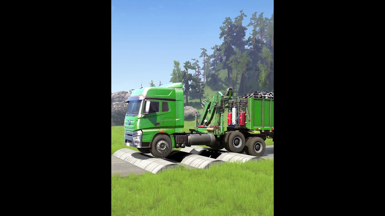 SpinTires: MudRunner | Heavy Truck vs Impossible Speed Bumps Road! 