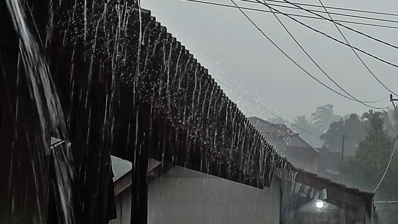 Сильный дождь на деревенской жестяной крыше 🌧️ Быстрый глубокий сон | Расслабляющие звуки дождя для