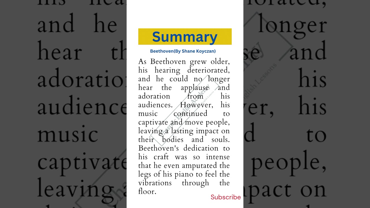 Summary of Class 12 Beethoven Poem || #class12english #summary #english