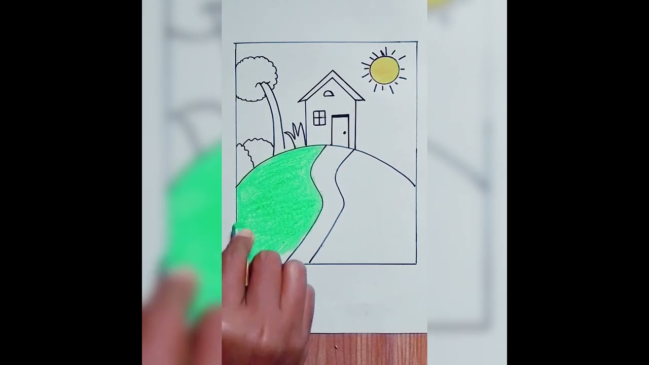 How to draw scenery house|| draw scenery