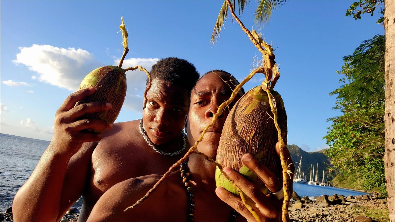 2 GRINGOS CAMP ON A BEACH IN SAINT LUCIA