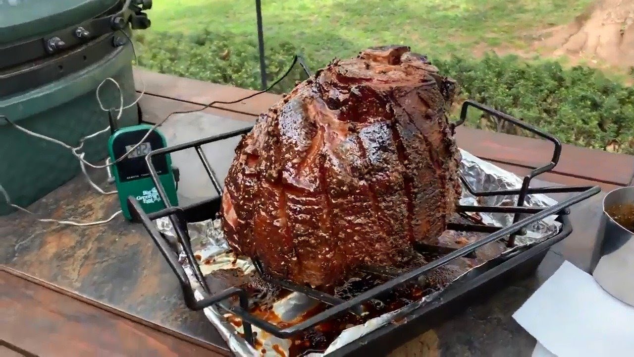 Glazed Smoked Easter Ham on the Big Green Egg