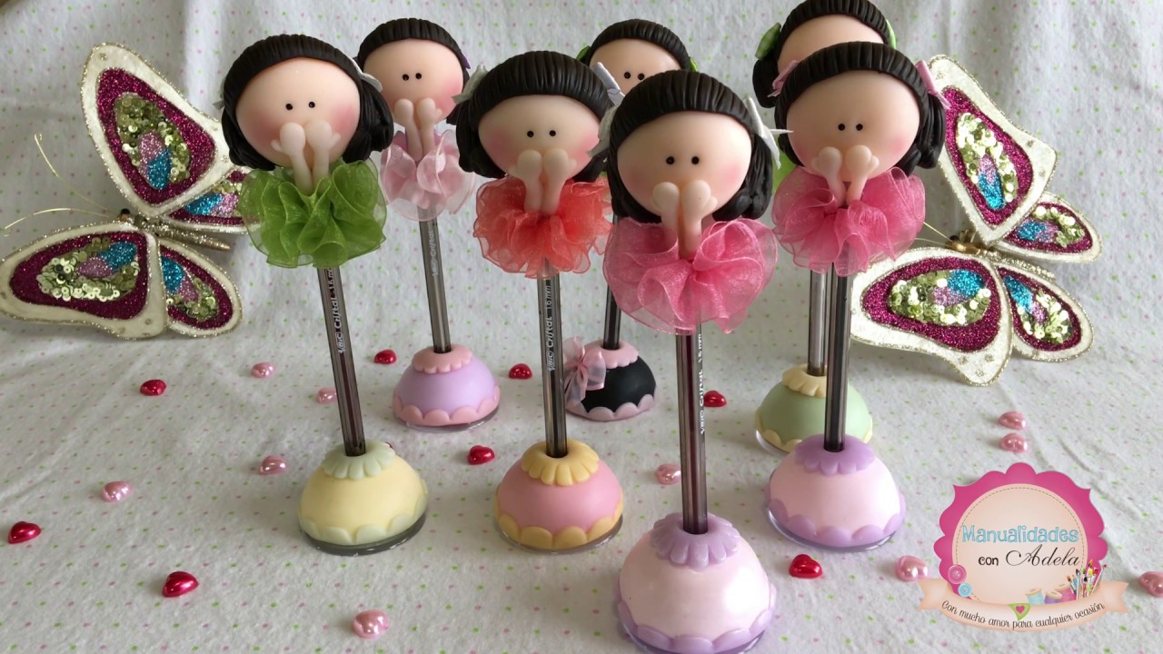 Muñecas bailarinas de porcelana en lapicero