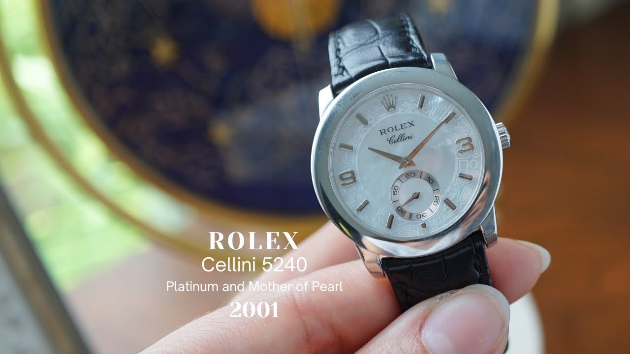 Rolex Cellini Ref. 5240 Platinum Mother of Pearl 35 mm PT Deployant c. 2001