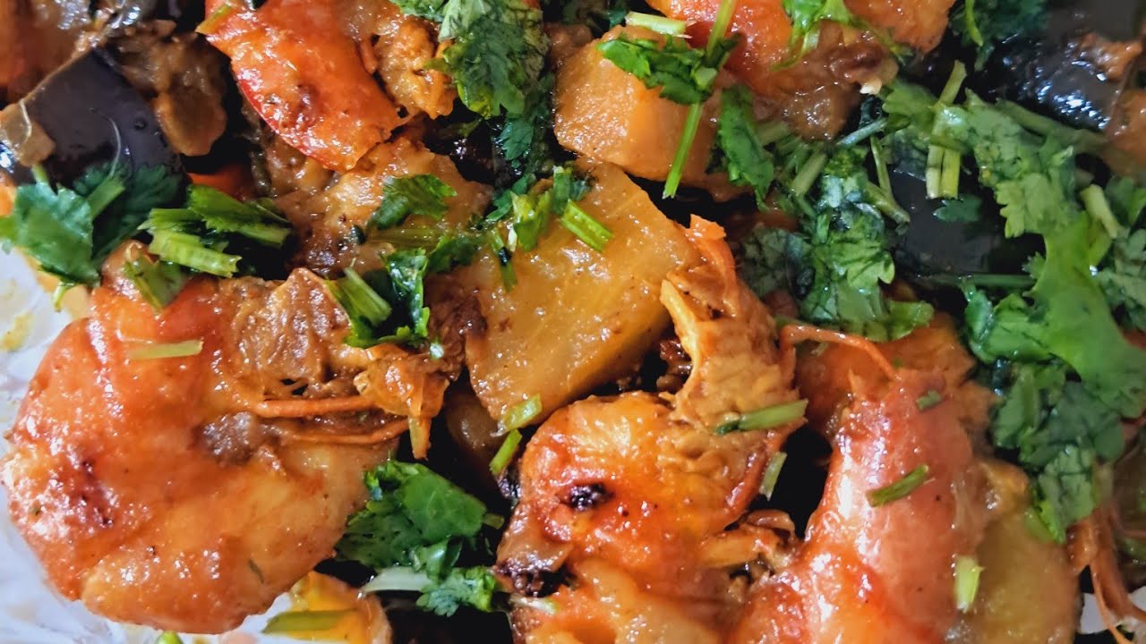 যেমন সোজা তেমন মজা চিংড়ি দিয়ে বেগুন ভাজি||Begun Chingri Recipe