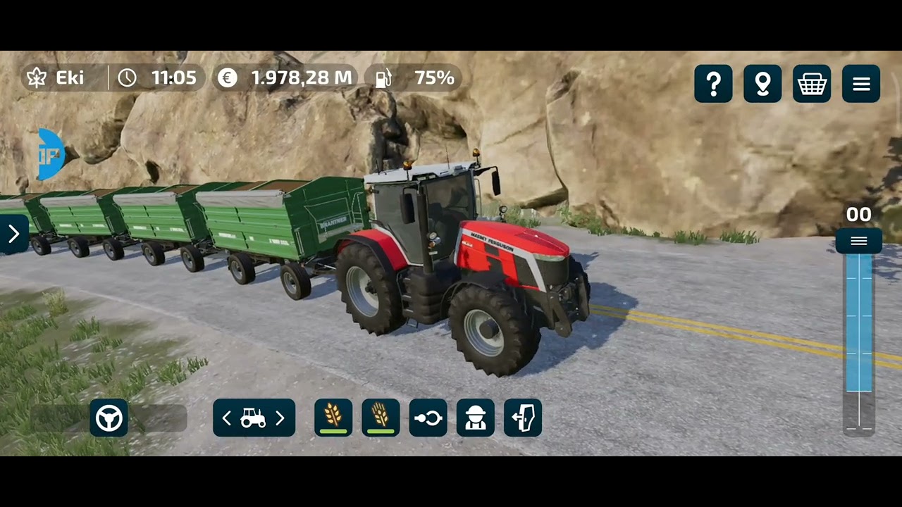 Fs 23 200 TON arpa Massey Ferguson ile 5 römörk arka arkaya bağlayıp çektik 200TON @FS23 #FS23
