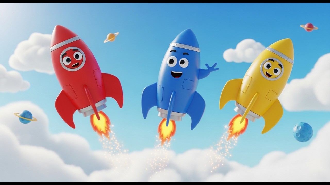 Three Little Toy Rockets Soar Soar Soar | Space Adventure & Counting Song