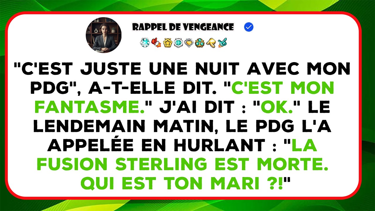 « Ce N’est Qu’une Nuit Avec Mon Pdg », A-t-elle Dit. « C’est Mon Fantasme. » J’ai Dit : « D’accord »