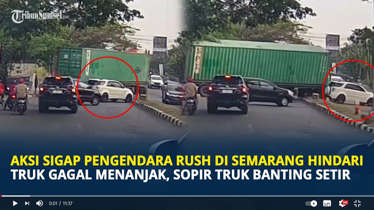 Aksi Sigap Pengendara Rush di Semarang Hindari Truk Gagal Menanjak, Sopir Truk Banting Setir