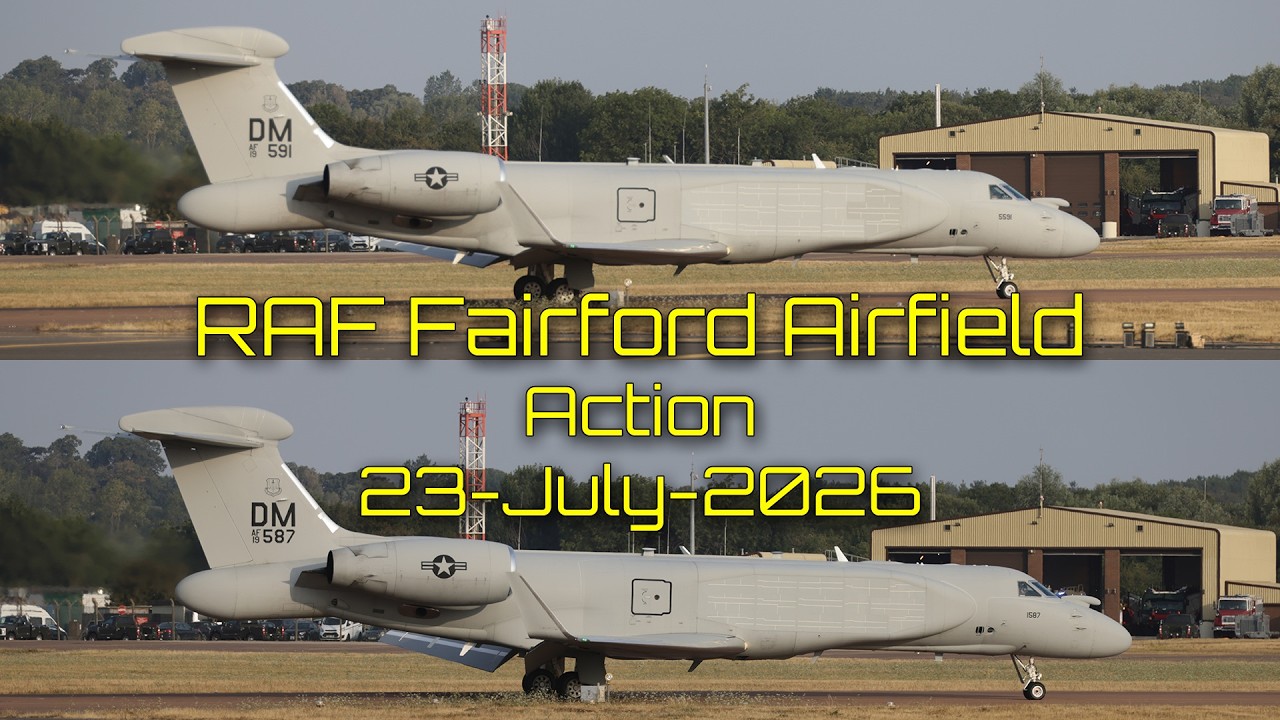 RAF Fairford 23 July 2026 | RARE EA-37B Compass Call II Arrivals | FAZE21 & FAZE31 Runway 09