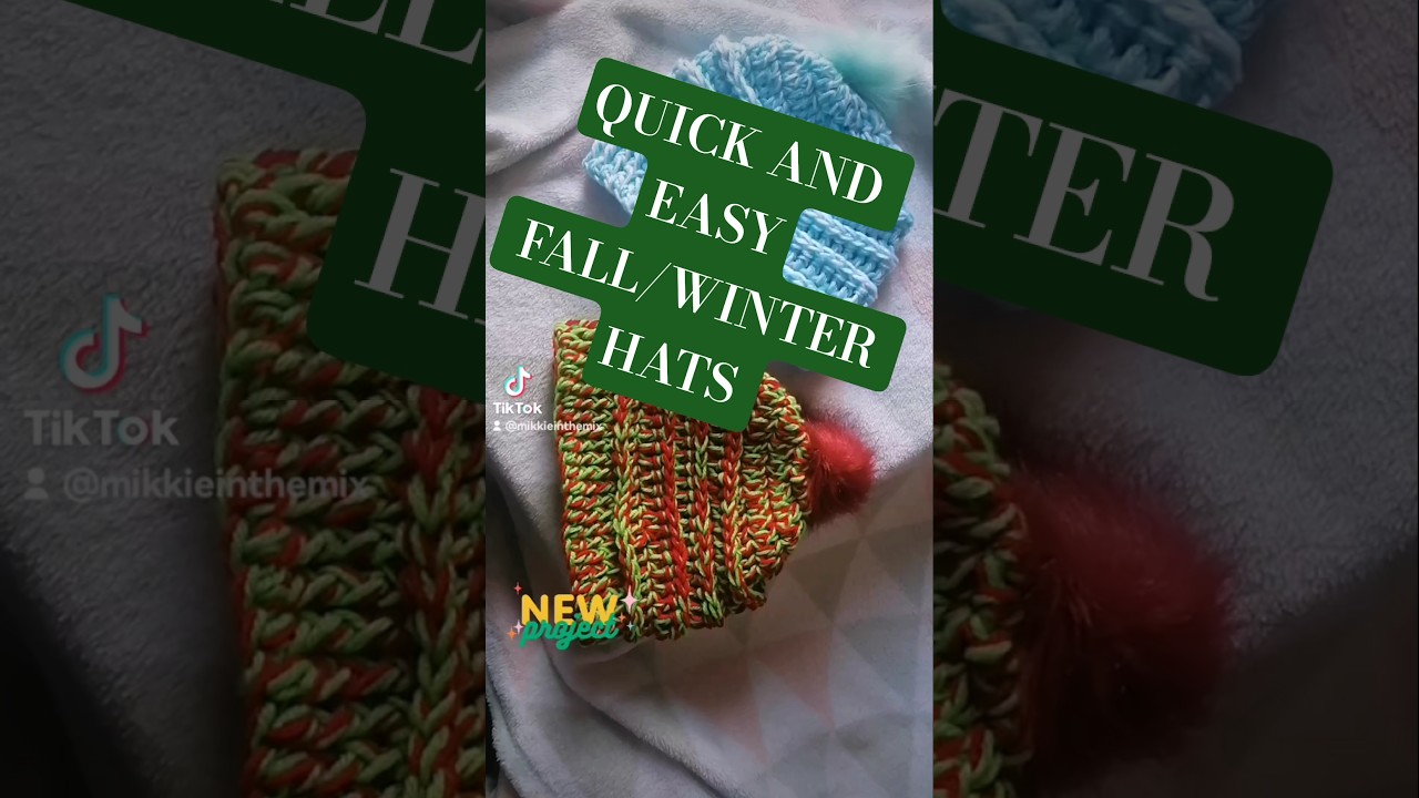 Double Yarn Pompom hats! Follow me for more 🧶🎨🤪 