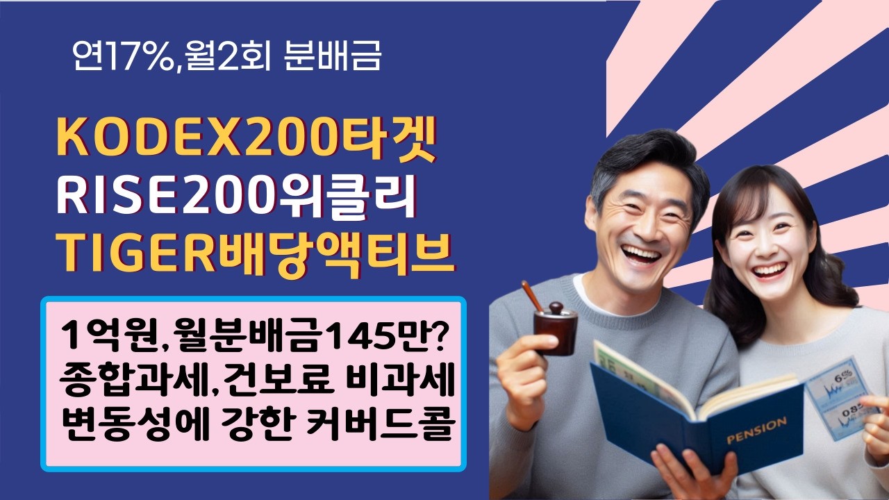 연17%,월배당ETF,기초자산 KOSPI200지수,분배금과 성장이 높은 국내 최고의TOP3 월분배형 커버드콜ETF,금소세,건보료 비과세 효과!