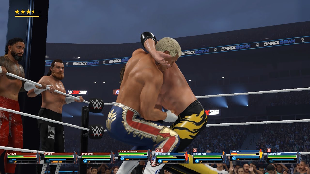 Cody, Orton, Jey, Sami Vs Breakker, Reed, Logan Paul, Theory - Tag Team Match - WWE 2K25 Gameplay